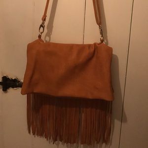 Leather fringe purse